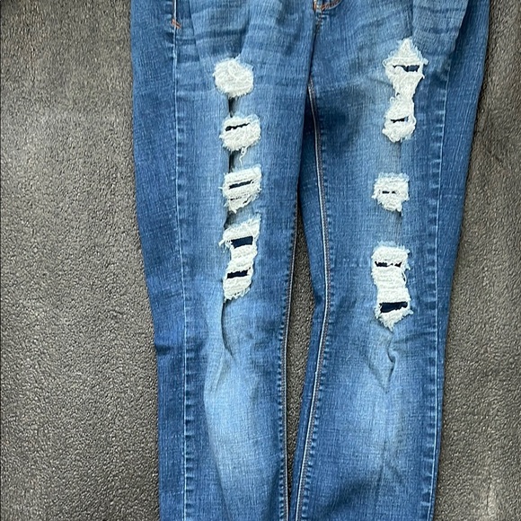 Mudd Blue Distressed Skinny Jeans - Picture 6 of 7